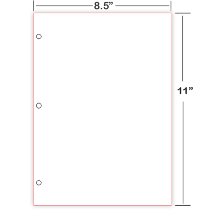 8X11 3-hole cut sheet paper white