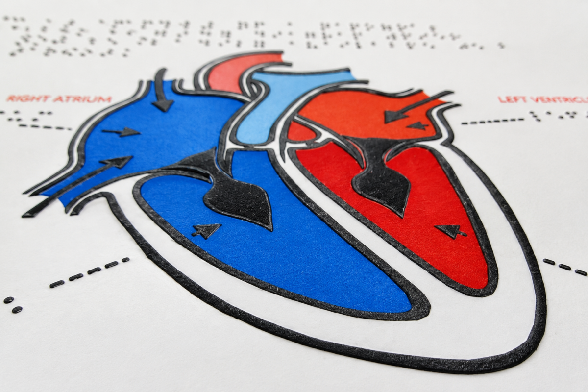 Swell Touch heart tactile graphic for the blind and visually impaired