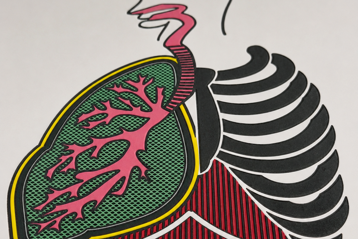 Swell Touch respiratory system tactile graphic for the blind and visually impaired